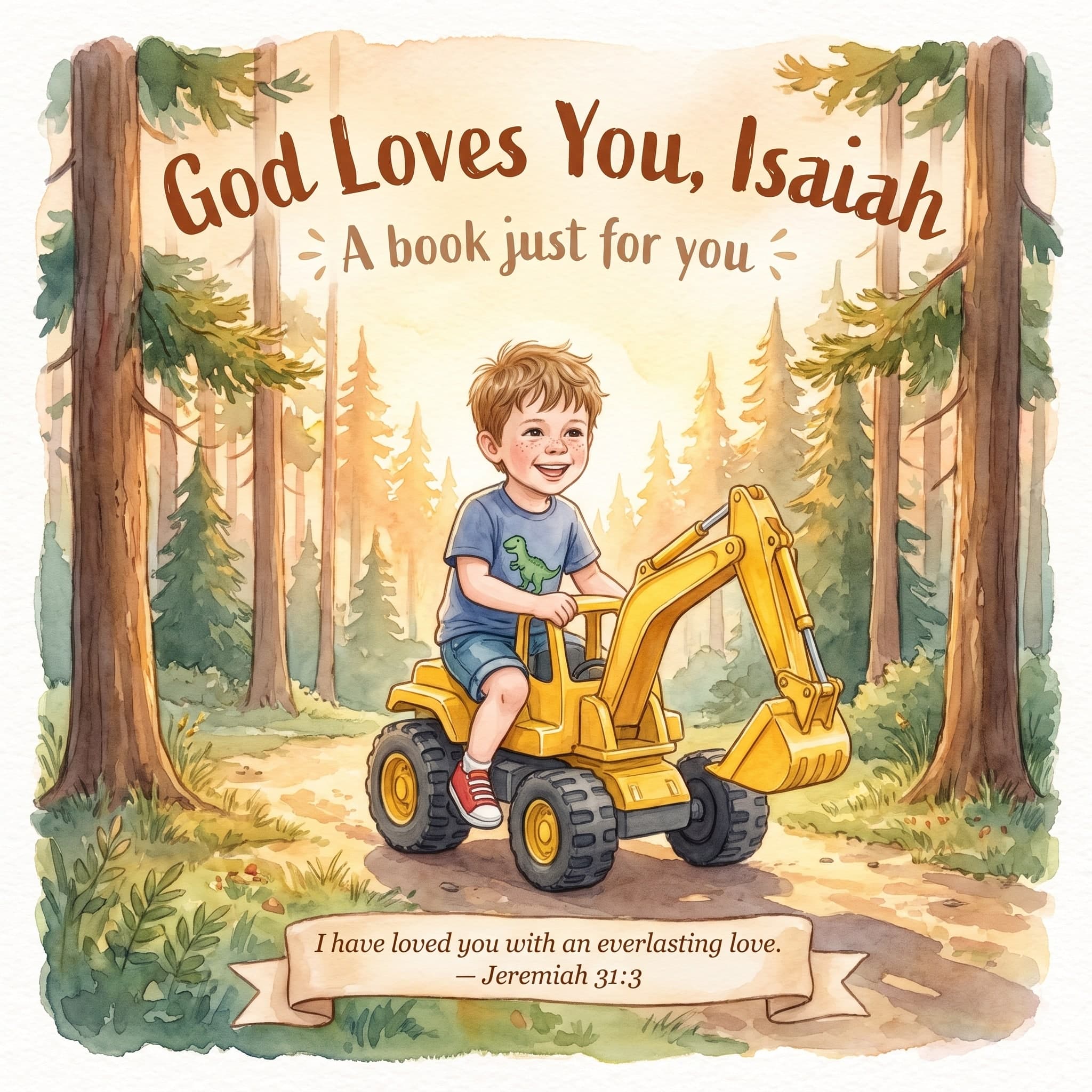 A finished personalized storybook, open to its cover