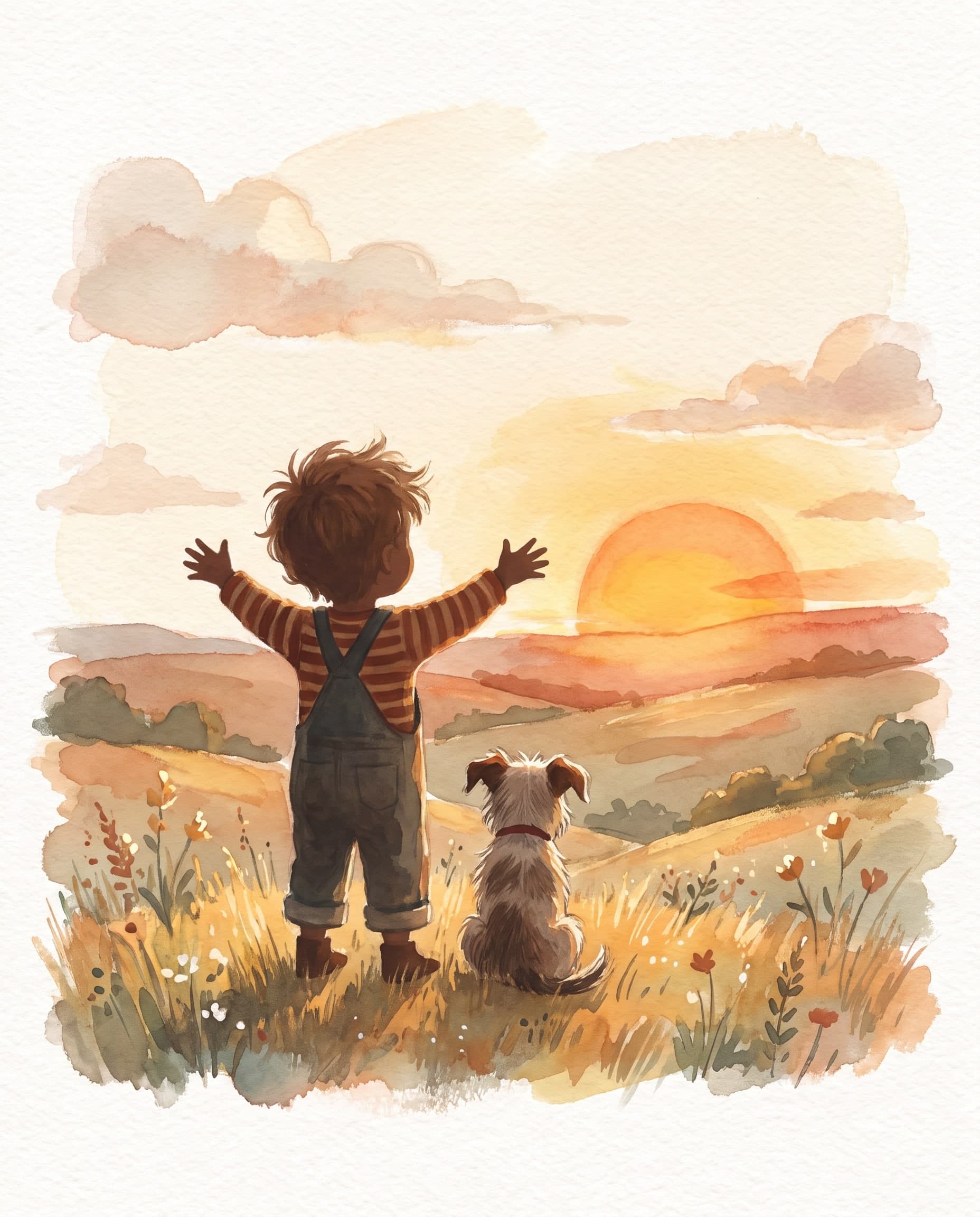 The reference scene rendered in the Watercolor Storybook style